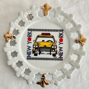Vintage Ceramic New York yellow Taxi,  Collector plate, decorative plate